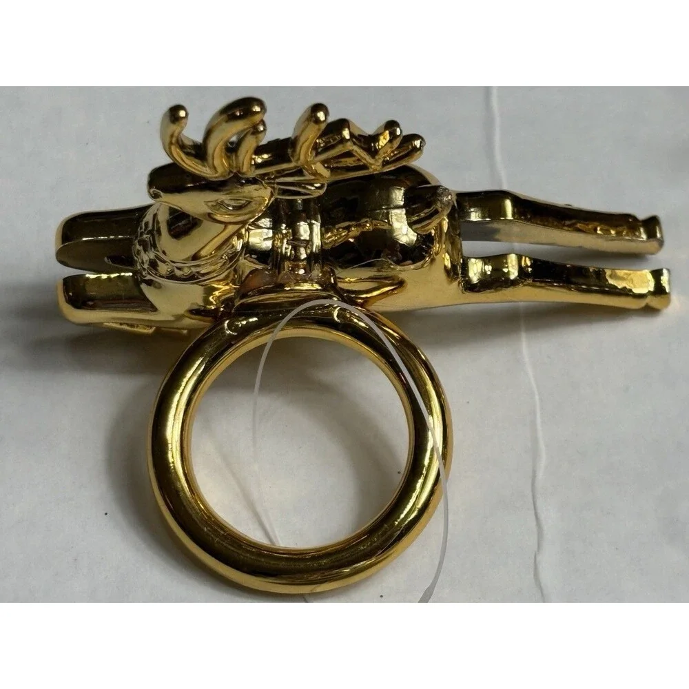 Sarah B Studio Gold Reindeer Napkin Rings Set of 6 Christmas Holiday Table